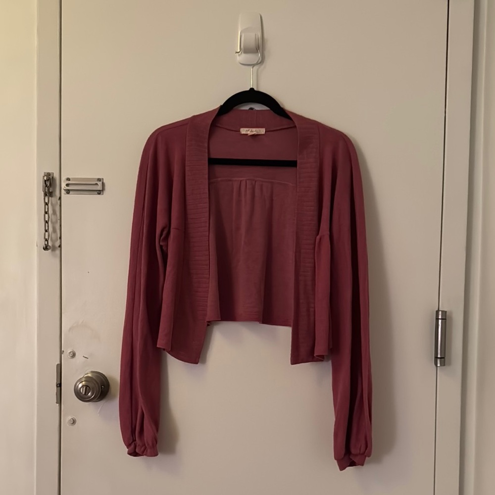 Pink Cropped Cardigan